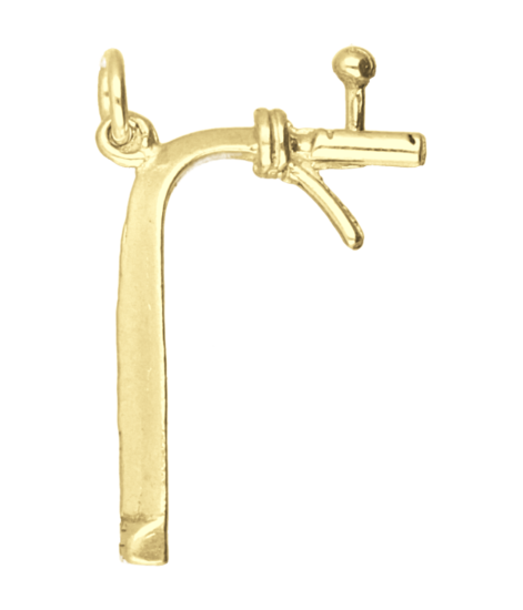 Zilveren Biertap ketting hanger 14 karaat goud verguld KHZV-0260