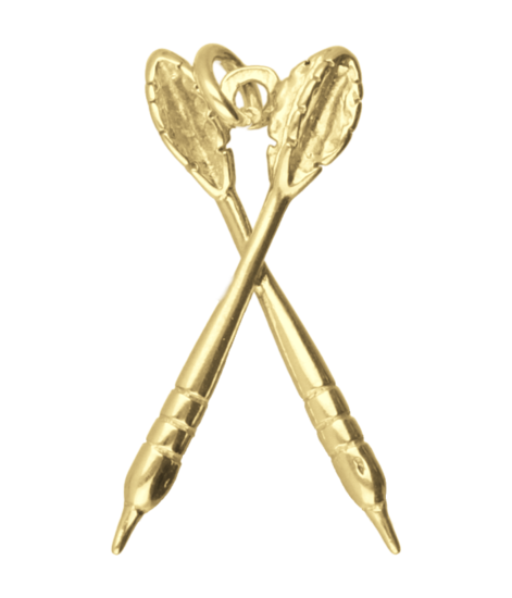 Zilveren Dartpijlen gekruist middel ketting hanger 14 karaat goud verguld KHZV-0262