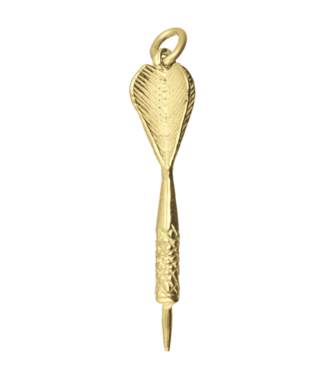 Zilveren Dartpijl groot ketting hanger 14 karaat goud verguld KHZV-0263