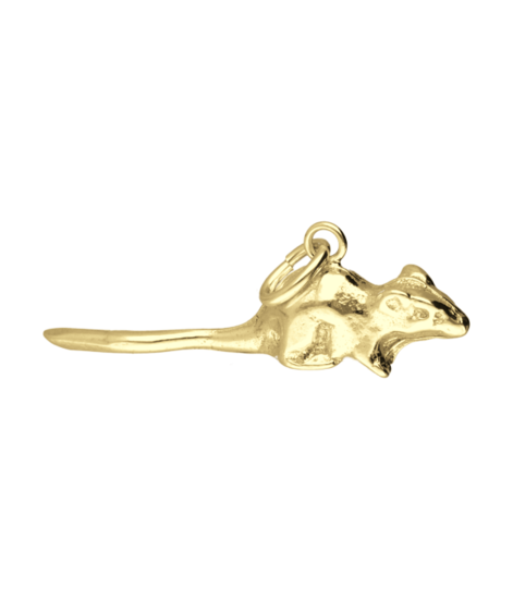 Zilveren Rat ketting hanger - middel 14 karaat goud verguld KHZV-0404