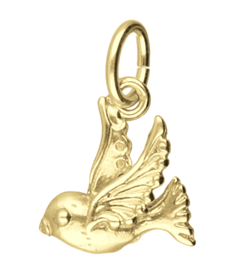 Zilveren Vogeltje ketting hanger 14 karaat goud verguld KHZV-0405