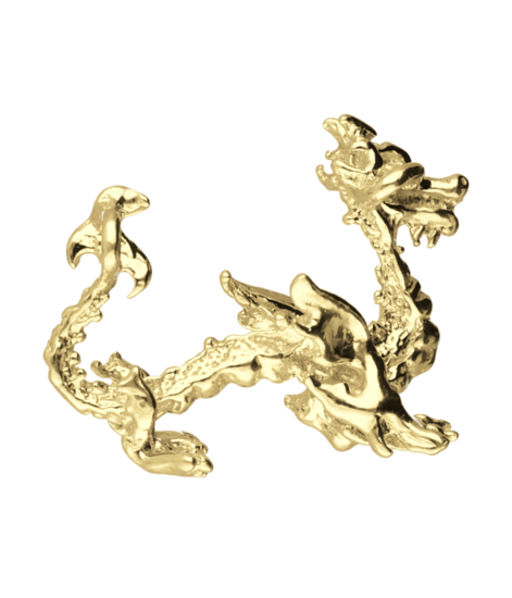 Zilveren Chinese draak ketting hanger 14 karaat goud verguld KHZV-0456