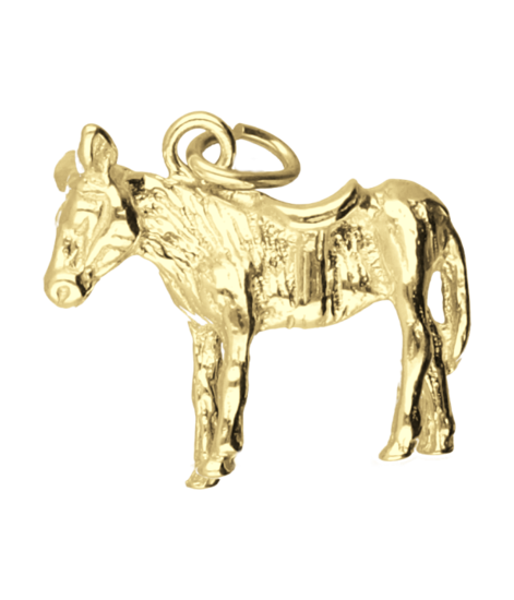 Zilveren Ezel massief ketting hanger 14 karaat goud verguld KHZV-0457