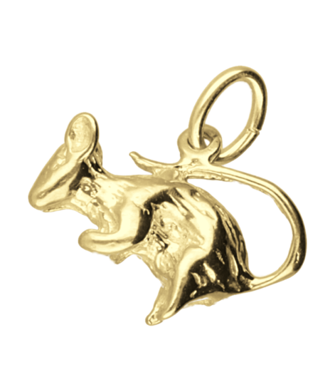 Zilveren Muis 3 ketting hanger 14 karaat goud verguld KHZV-0458