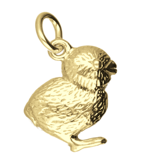 Zilveren Kuiken ketting hanger 14 karaat goud verguld KHZV-0468