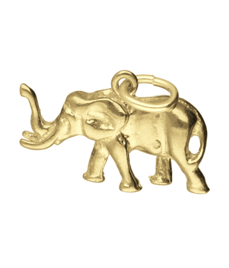 Zilveren Olifant klein ketting hanger 14 karaat goud verguld KHZV-0474