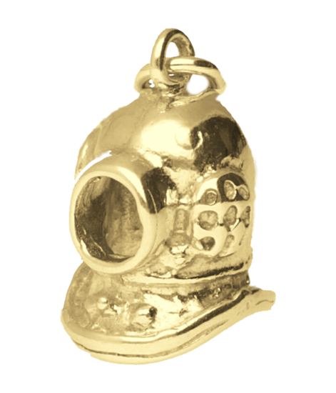 Zilveren Duikhelm open vizier ketting hanger 14 karaat goud verguld KHZV-0514
