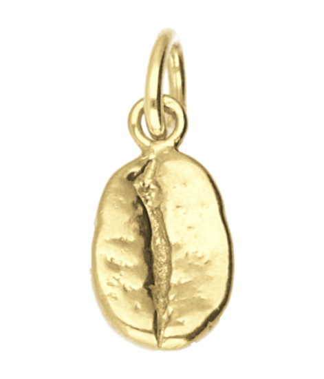 Zilveren Koffie boon ketting hanger 14 karaat goud verguld