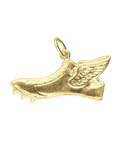 Zilveren Sportschoen met spikes ketting hanger 14 karaat goud verguld