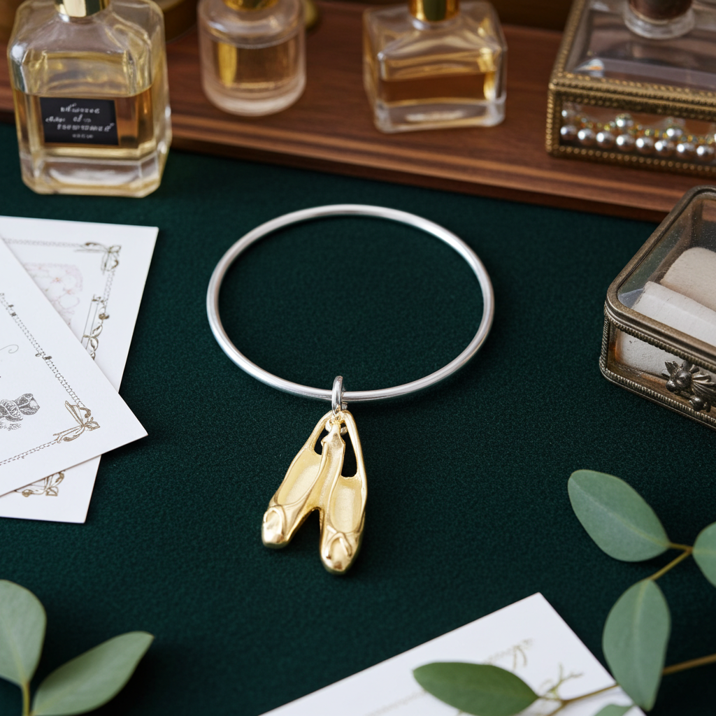 Gouden Balletschoen dubbel ketting hanger