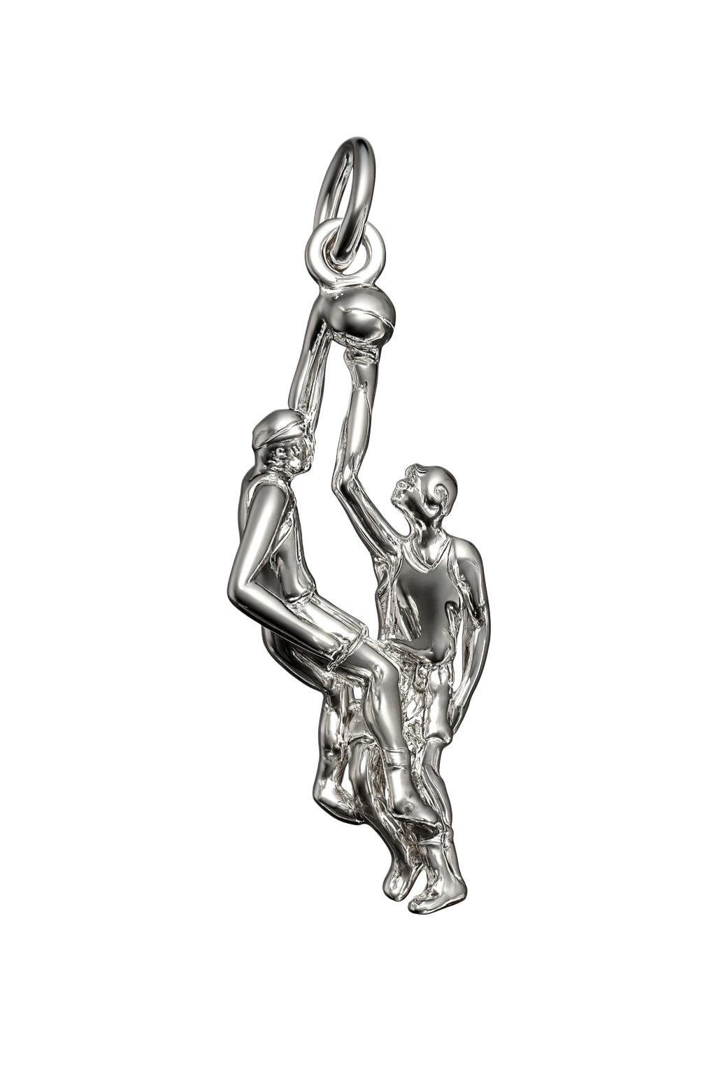 Zilveren Basketballer kettinghanger - dubbel