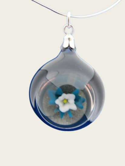 Ashes &amp; memorial pendant flower in glass hand blown